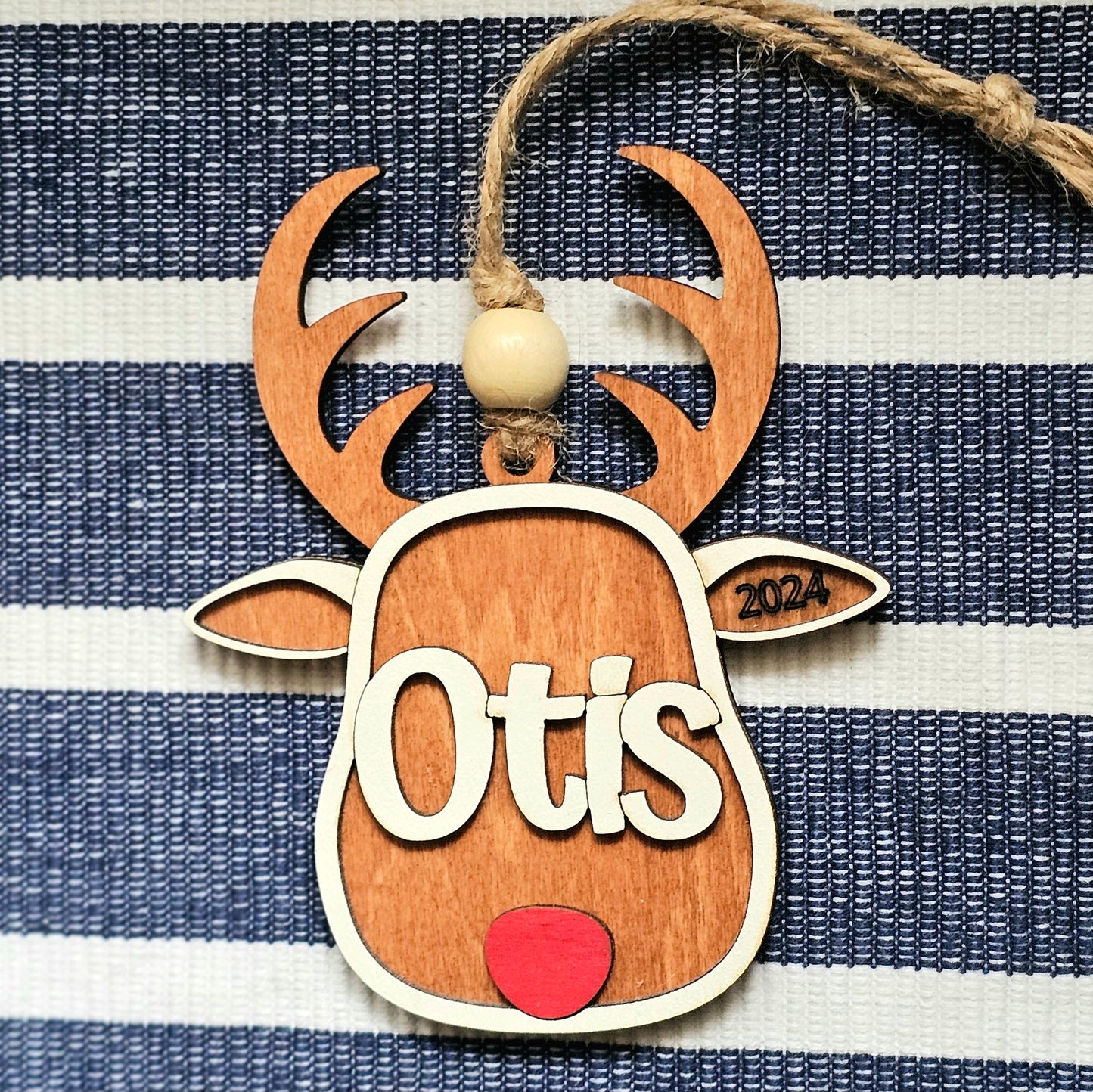Personalized Wood Reindeer Ornament