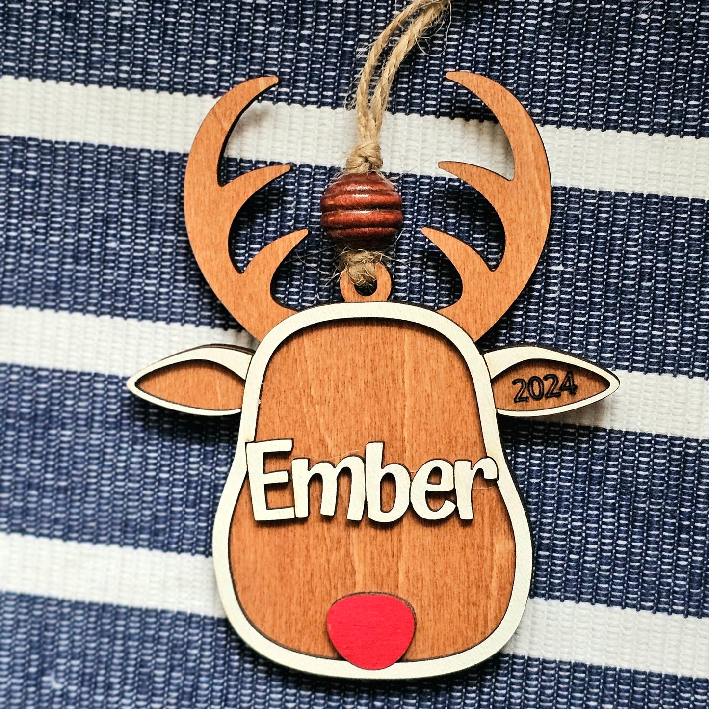 Personalized Wood Reindeer Ornament