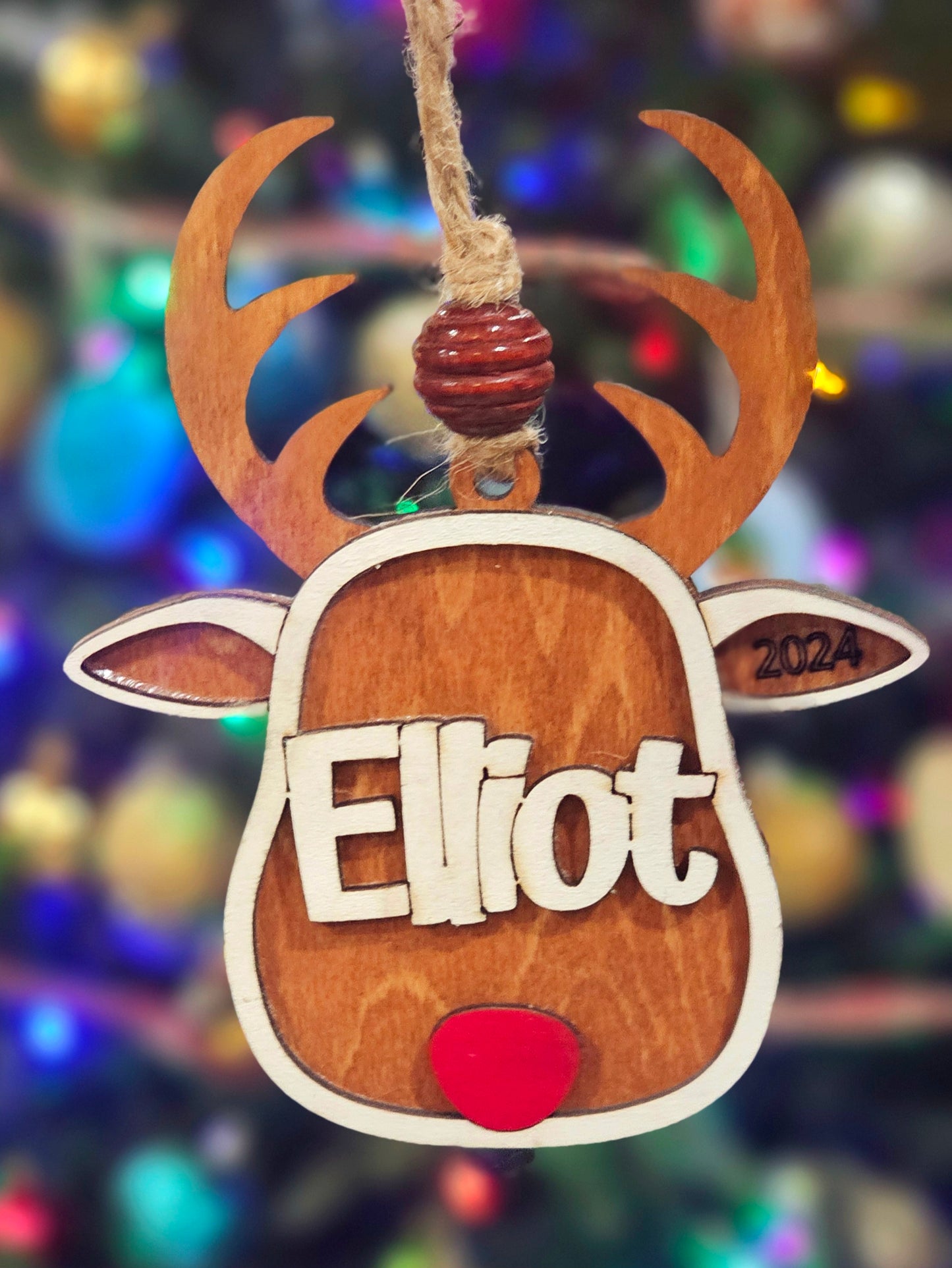 Personalized Wood Reindeer Ornament