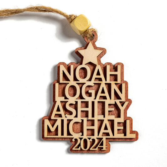 Customized Family Names Tree Ornament