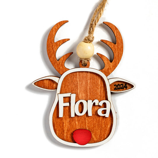 Personalized Wood Reindeer Ornament