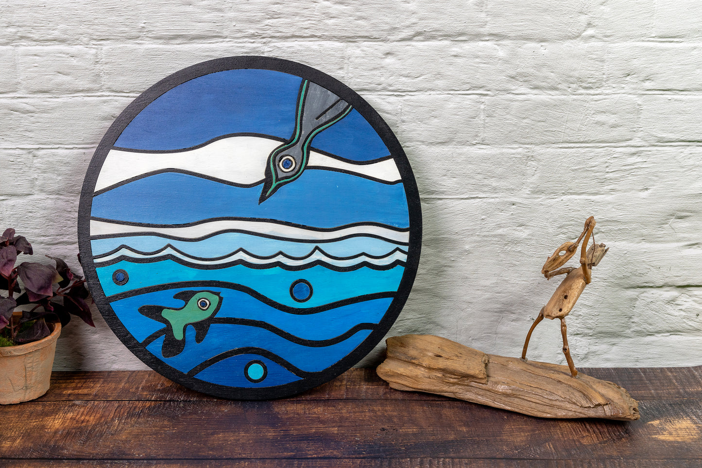 An Azure Pursuit | Laser Cut Painting on Wood