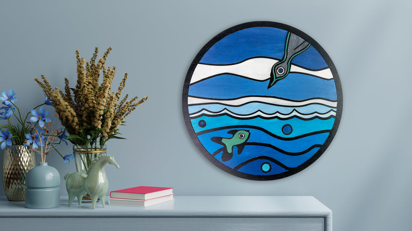 An Azure Pursuit | Laser Cut Painting on Wood