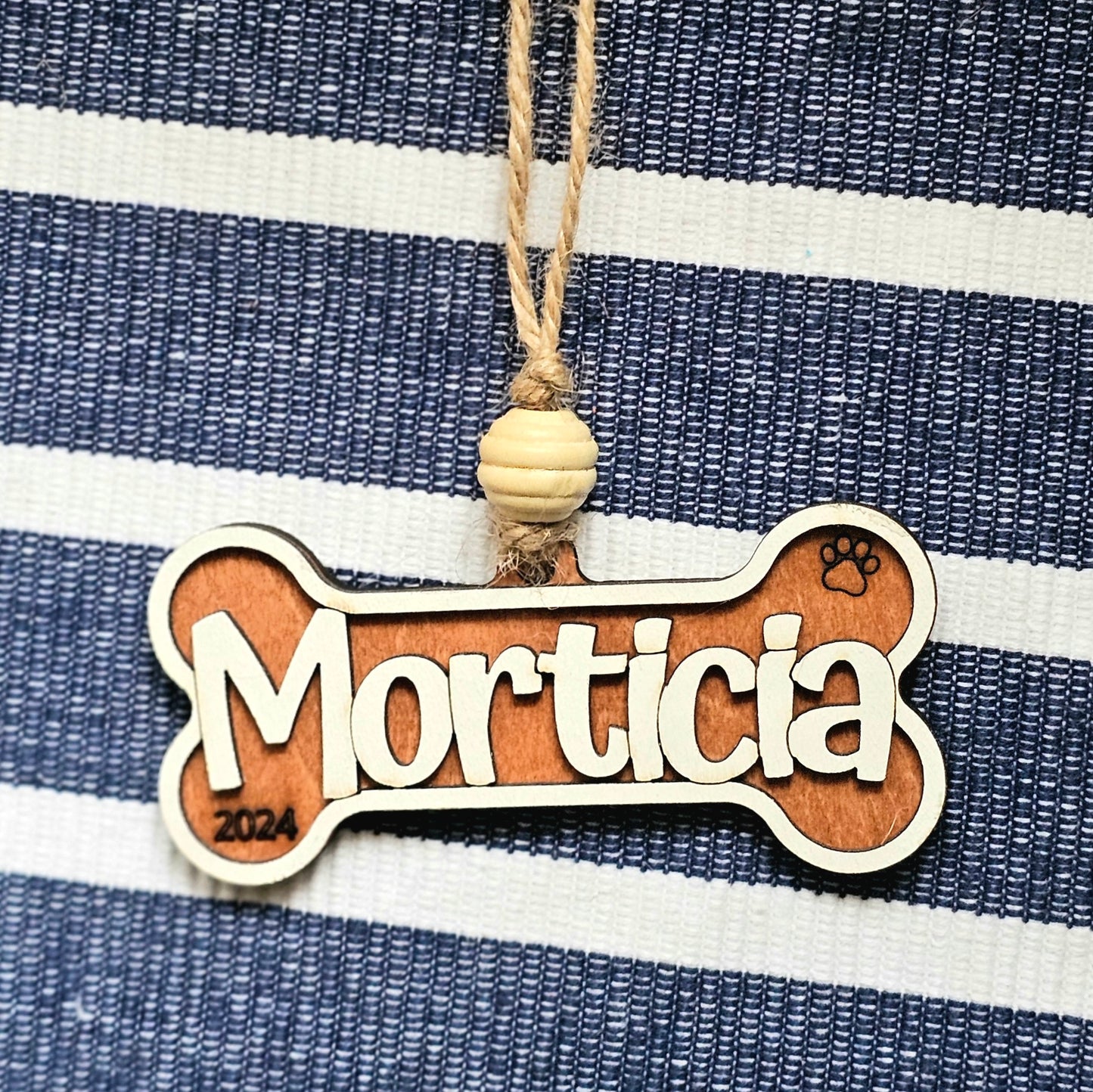 Personalized Wood Dog Bone Ornament