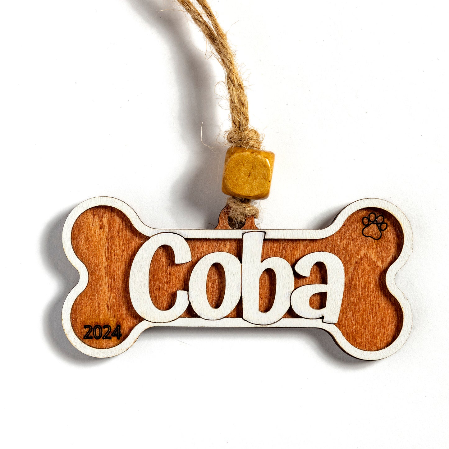 Personalized Wood Dog Bone Ornament