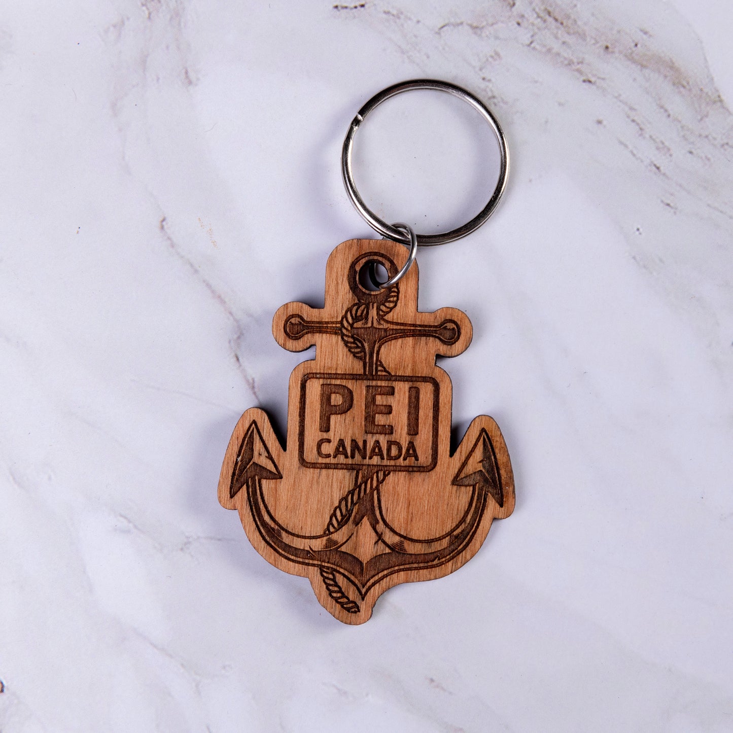 PEI Anchor Keychain - wood