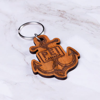 PEI Anchor Keychain - wood