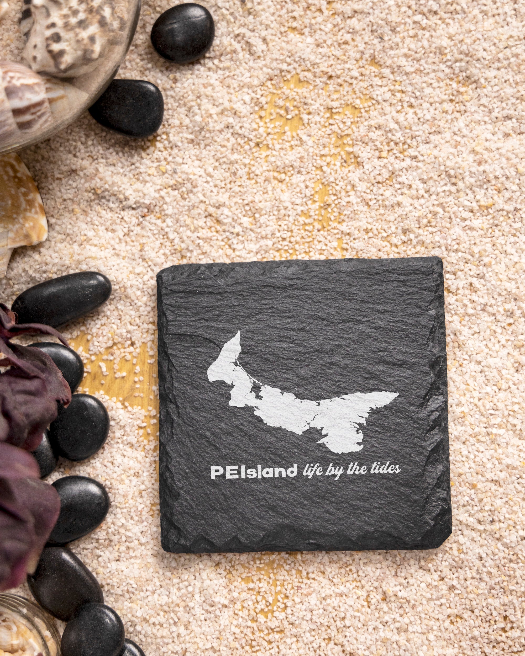 PEIsland Life By The Tides Slate Coaster