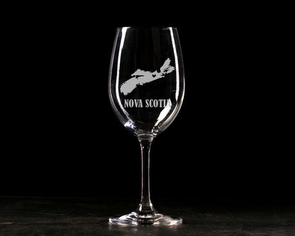 Love Nova Scotia Engraved Wine Glass